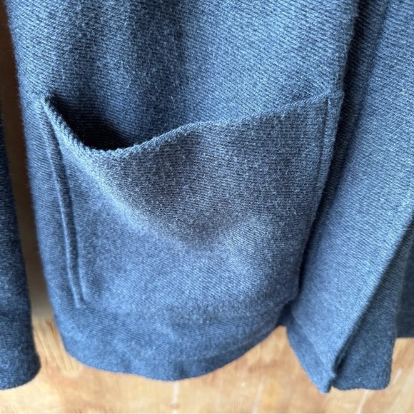 James Perse Gray 100% Cotton Knit Hidden Waist Drawstring Button front Jacket - Picture 5 of 11